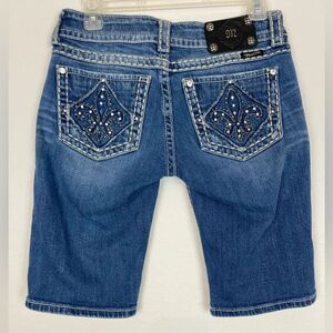 Miss Me Mid Rise Jean Shorts with Blinged Pockets